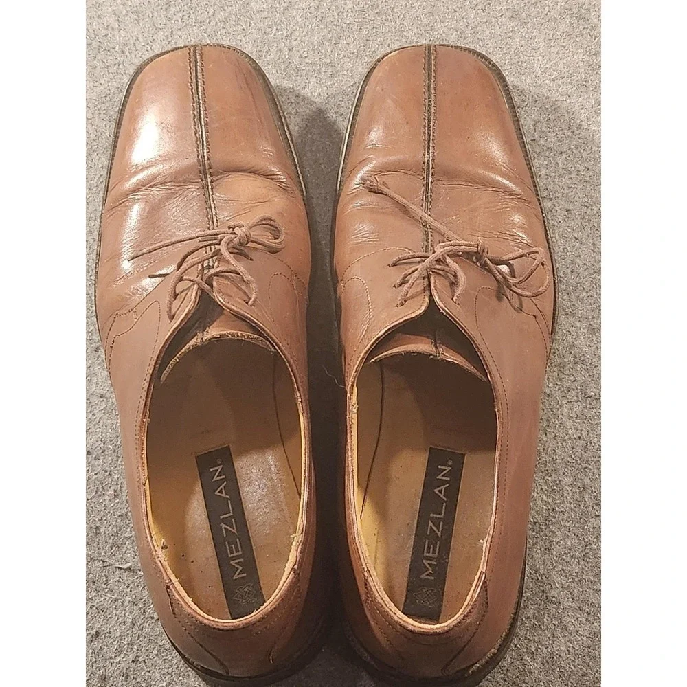 Mezlan Shoes Mens‎ Size 12 Brown Leather Derby Dress Square Toe Made In Spain